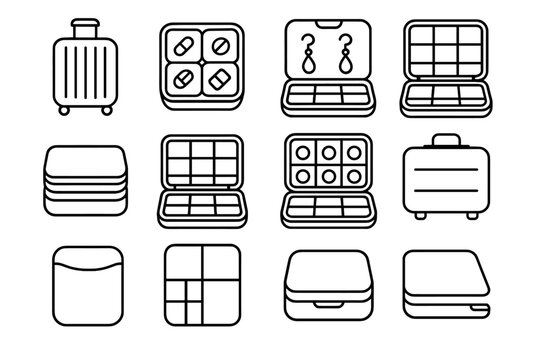 Magnetic box icon clamp vector flexible item access case icons symbol pill