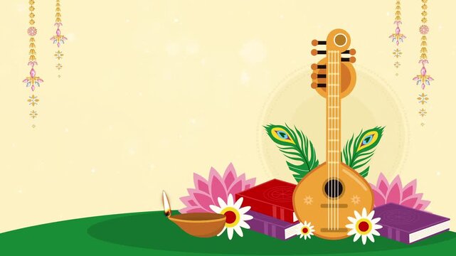  Musical Vibes with Peacock Feathers and Jewelry Vasant Panchami Motion Background video