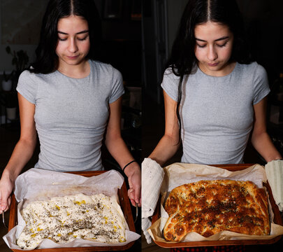 Girl Ditptych with Focaccia