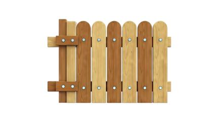 Wooden Picket Fence Section with Curved Tops