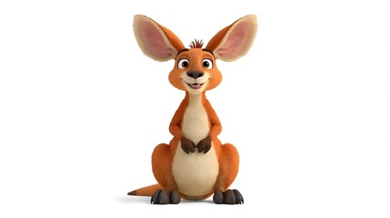 Obraz premium Animated kangaroo sitting upright
