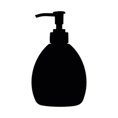 Obraz premium Hand soap dispenser silhouette vector flat illustration design.