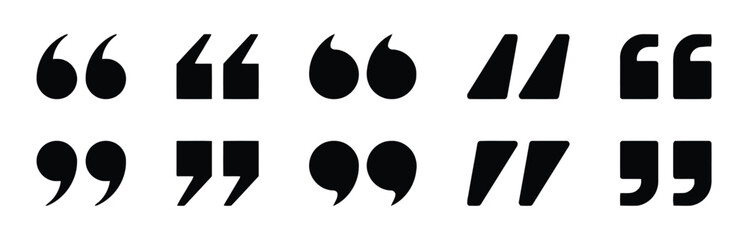 Set of Quotation Mark Punctuation Symbol Quote Sign Speech Bubble Icon Left Right Pointing Vector Illustration Isolated on White Background © Dreamscaretion