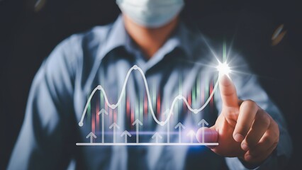 Analyzing market trends a professional interacting with financial data visualization