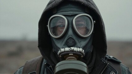 Individual in Protective Gas Mask