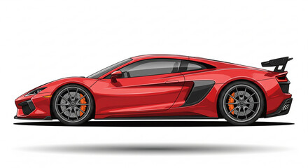Naklejka premium Modern luxury sports car and sleek sedan side view illustrations isolated on white background.
