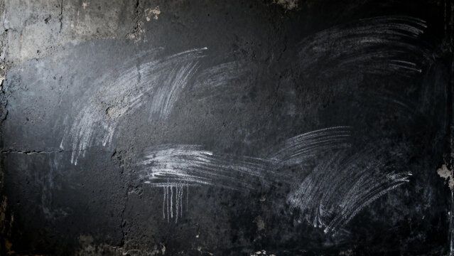 Abstract chalk marks on a weathered blackboard surface
