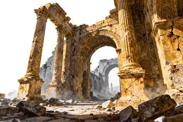 Obraz premium Ancient Architectural Ruins with Columns and Arches