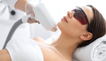 Woman receiving laser skin treatment