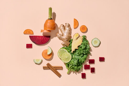 Fresh ingredients artfully arranged for healthy eating and wellness