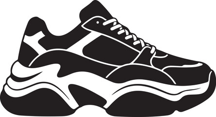 Vector illustration of sport shoes isolated on a white background featuring a digital circuit board pattern and tech line art for a modern engineering concept design