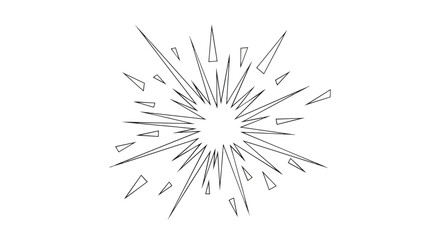 Obraz premium Dynamic monochrome graphic illustration of a sharp, radiating energy burst or shattered glass effect
