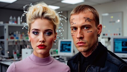 Futuristic Couple in Modern Lab