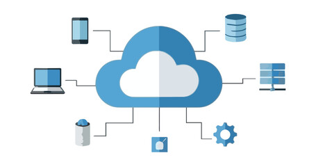 Cloud Computing Icon Concept Isolated White Background Vector