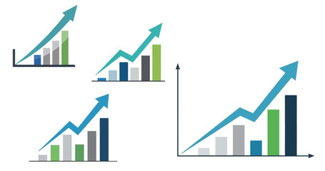Financial Growth Chart Icon Isolated White Background Vector