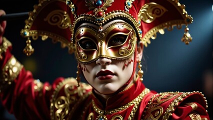 Elegant Masquerade Costume Portrait