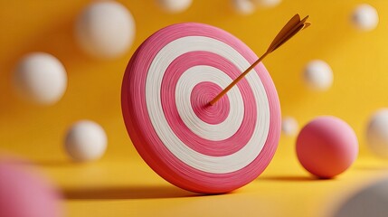 Minimalist Pink and White Target Arrow Achievement Aim Game Concept