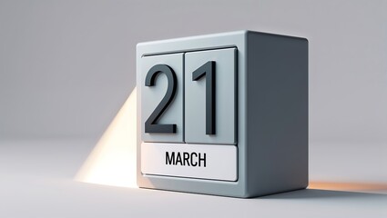 March 21 date on perpetual calendar with sunlight shining