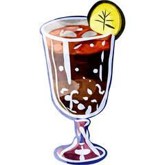 Watercolor Iced Cocktail Illustration