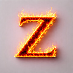 Fiery 3D Letter Z with Burning Flame and Molten Lava Effect