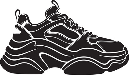 Vector illustration of sport shoes isolated on a white background featuring a digital circuit board pattern and tech line art for a modern engineering concept design