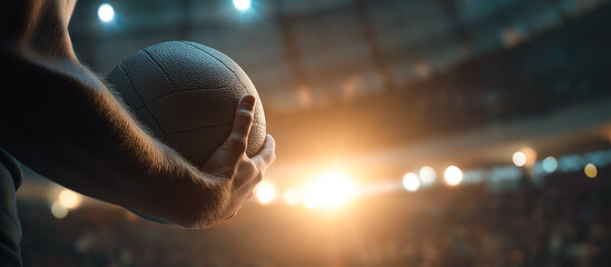 volleyball in hand with glowlight