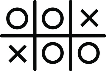 Classic game of Tic-Tac-Toe vector illustration. Noughts and Crosses silhouette icon. 