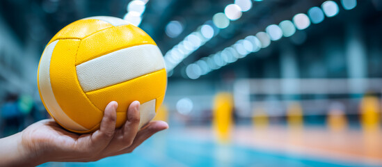 volleyball in hand with glowlight