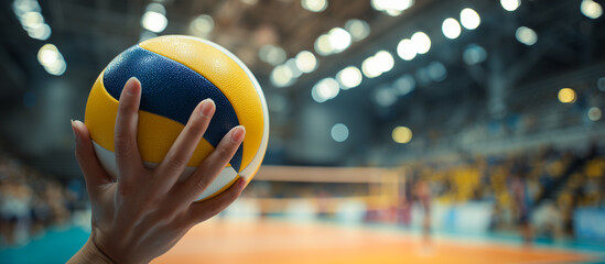volleyball in hand with glowlight