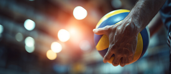 volleyball in hand with glowlight