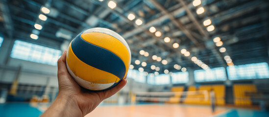 volleyball in hand with glowlight