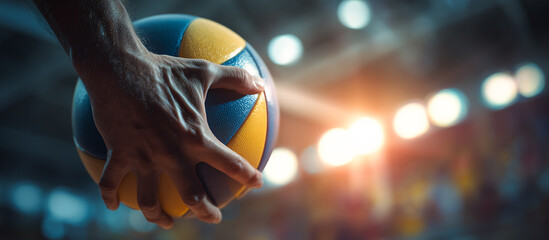 volleyball in hand with glowlight