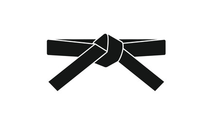 A profound emblem of peak martial arts accomplishment featuring a perfectly tied black belt against a pristine white backdrop. It represents