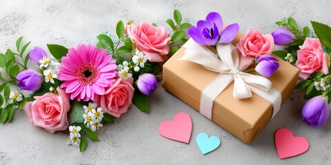 Beautifully Wrapped Gift with Floral Decor and Colors for Special Occasions