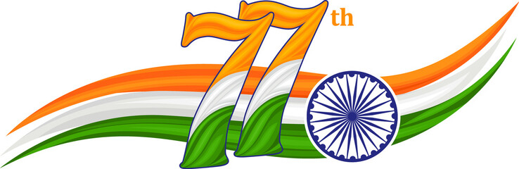 77th Republic Day Tricolor Typography Design