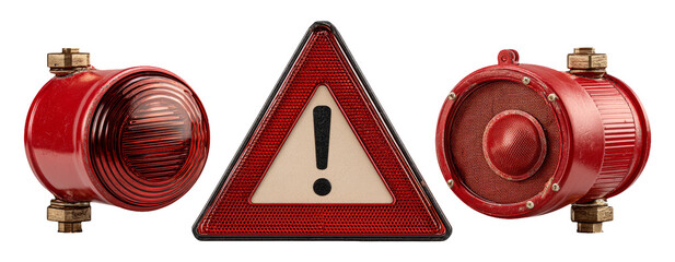 Warning Symbols with Red Light and Siren for Safety and Attention in Concept Visuals