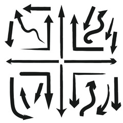Hand-drawn black grunge arrows pointing in multiple directions