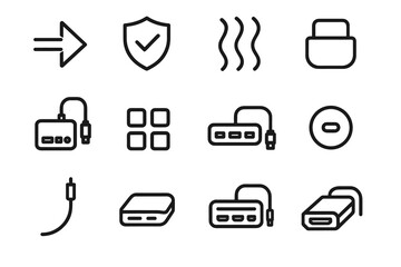 Line signal usb transfer support stable vector c head dock grid icon