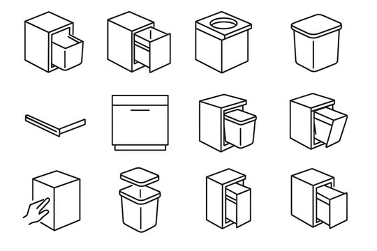 Icon shape vector panel support drawer icons slim trash bin removable box