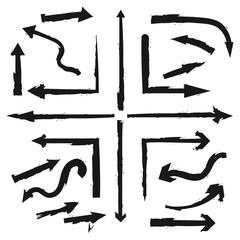 Hand-drawn black grunge arrows pointing in multiple directions