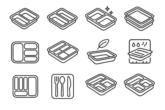 Plastic badge stackable molded rounded icons set icon corner vector tray