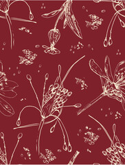 flowers line draw christmas w...