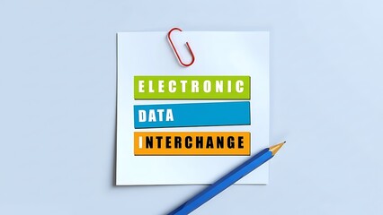 Electronic data interchange concept with paper pencil and a paperclip