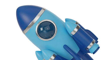 Blue Cartoon Rocket Ship