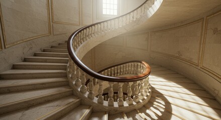  Grand Spiral Staircase Ascending with Elegant Architectural Design and Intricate Detailing