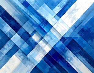 Blue and white geometric abstract with transparent overlays