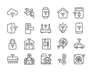 Set of Smart Home and Iot Icons Showcasing Automation and Connectivity of Home Appliances and Systems in Vector Style With Modern Design Exactly 200 Chars