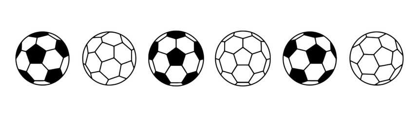 Set of Soccer Ball Illustrations in Different Shapes Isolated on White Football Balls for Sport and Recreational Activities