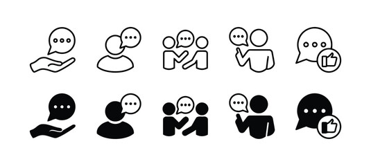 Set of social interaction and communication icons