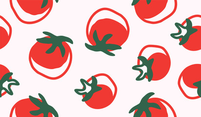 Cute tomato pattern background vector design